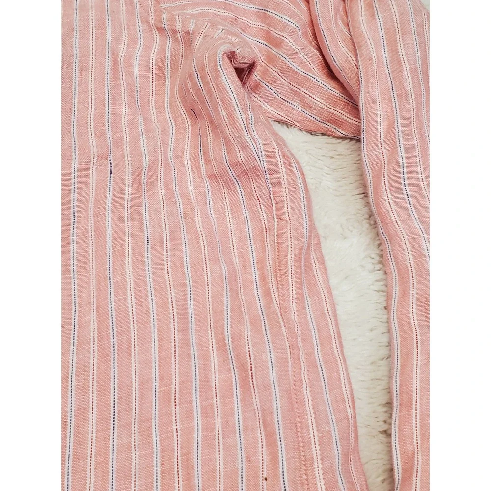 NWT J. Crew Red Striped Irish Linen Button Dress Shirt Men Large Casual Classic